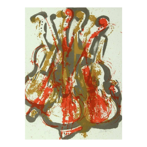 Arman, Violent Violin Concerto Hand Signed Lithograph Silkscreen