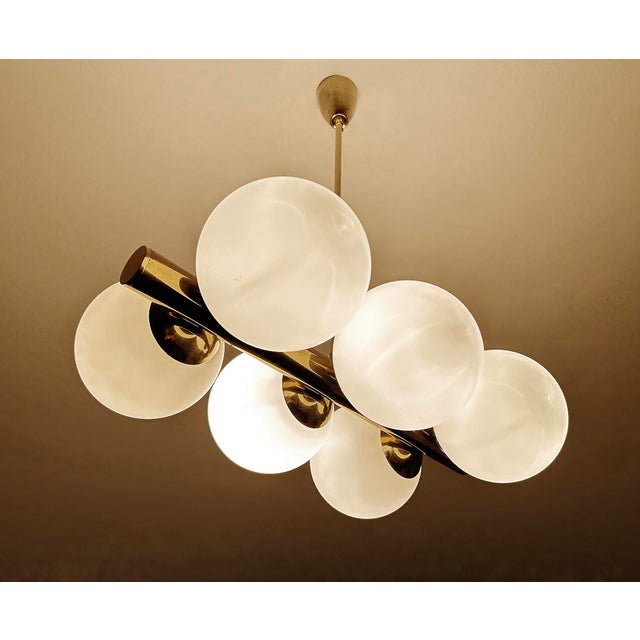 Vintage Glass Pendant Light in the style of Stilnovo, 1950s For Sale - Image 18 of 18