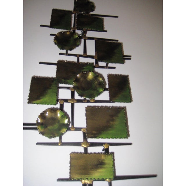 Mid-Century Brutalist Mixed Metal Wall Sculpture For Sale - Image 10 of 11