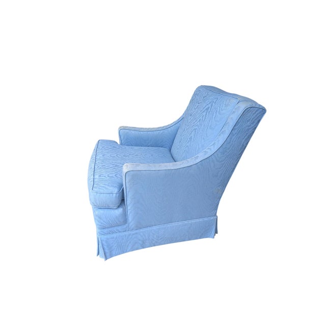 Blue Vintage Custom Upholstered Blue Club Chair- A Pair For Sale - Image 8 of 18
