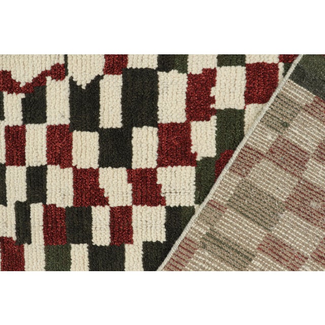 Textile Rug & Kilim’s Moroccan Style Rug in White, Red and Brown Checkered Pattern For Sale - Image 7 of 7