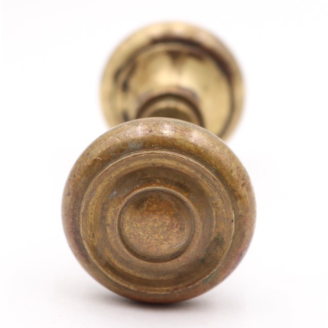 Mid 20th Century Pair of Vintage 1.875 In. Raised Concentric Brass Passage Door Knobs For Sale - Image 5 of 5