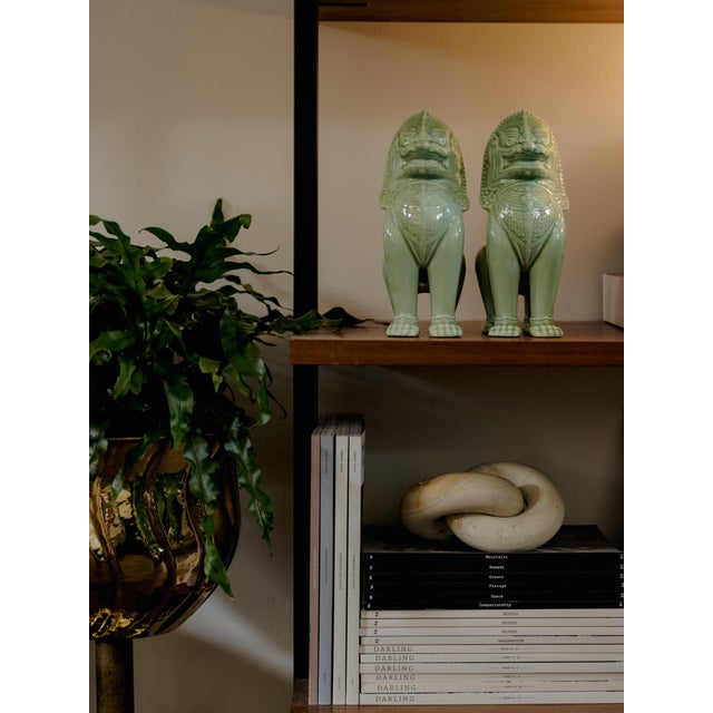 Vintage Thai Singha Lion Foo Dog Statues in Celadon For Sale - Image 13 of 13