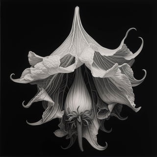 Brugmansia Flower No. 2 — Black and White Vintage Botanical Photography Print For Sale
