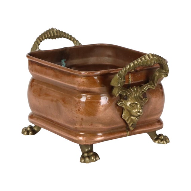 Antique 19th Century Copper Planter with Claw Feet and Lion Heads, 1890s For Sale - Image 15 of 15
