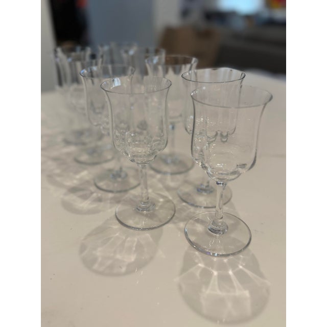 Baccarat 1950s Baccarat Capri Optic Crystal Water Goblets - Set of 9 - Signed For Sale - Image 4 of 5