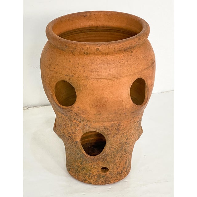 English Strawberry Planter Pots of Terracotta - Two Available For Sale - Image 4 of 8