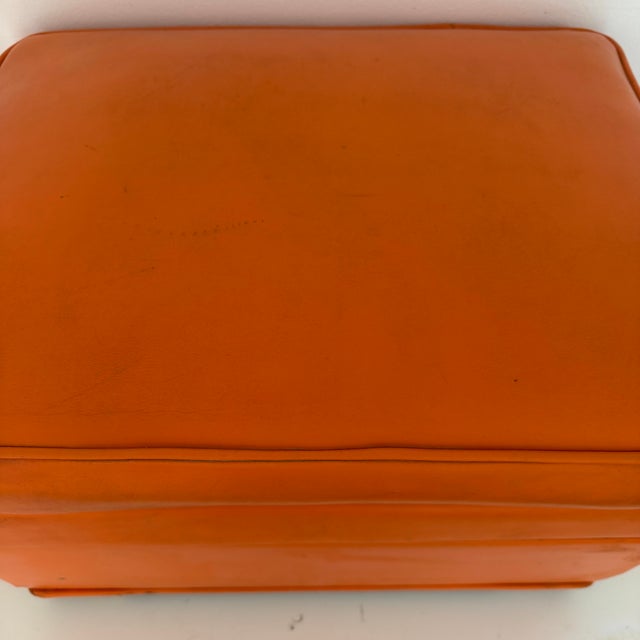 Vintage Orange Vinyl Storage Ottoman, Rectangular For Sale - Image 4 of 12