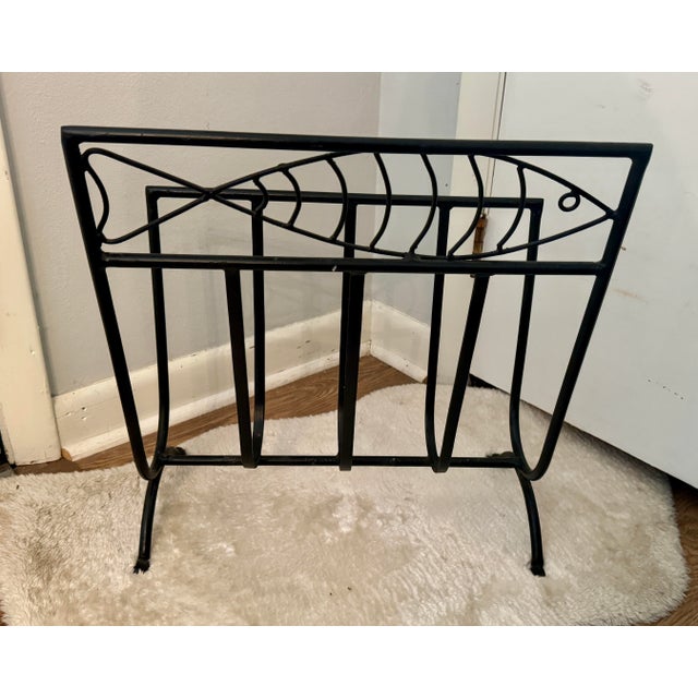 Vintage French Modern Fer Forgé Iron Fish Magazine Rack, Weinberg Style For Sale In Raleigh - Image 6 of 7