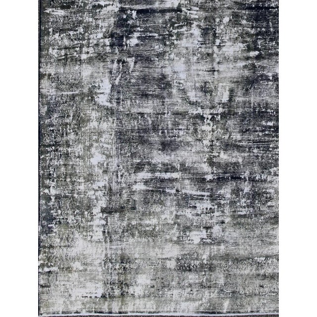 Vintage Persian Rug with Abstract Design in Dark Blue, Green & Gray & White. Measures: 9'6 x 12'8 Vintage Persian Rug with...