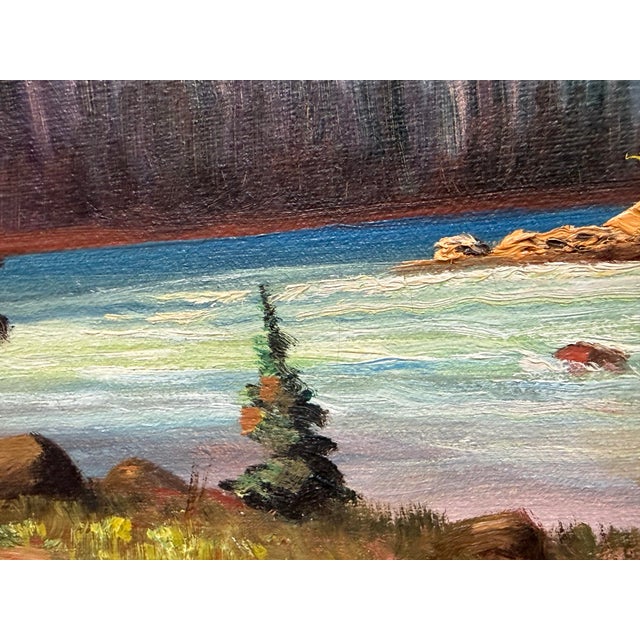 Blue Harry Leonard Lopp Kintla Lake Oil Painting, Vintage For Sale - Image 8 of 12
