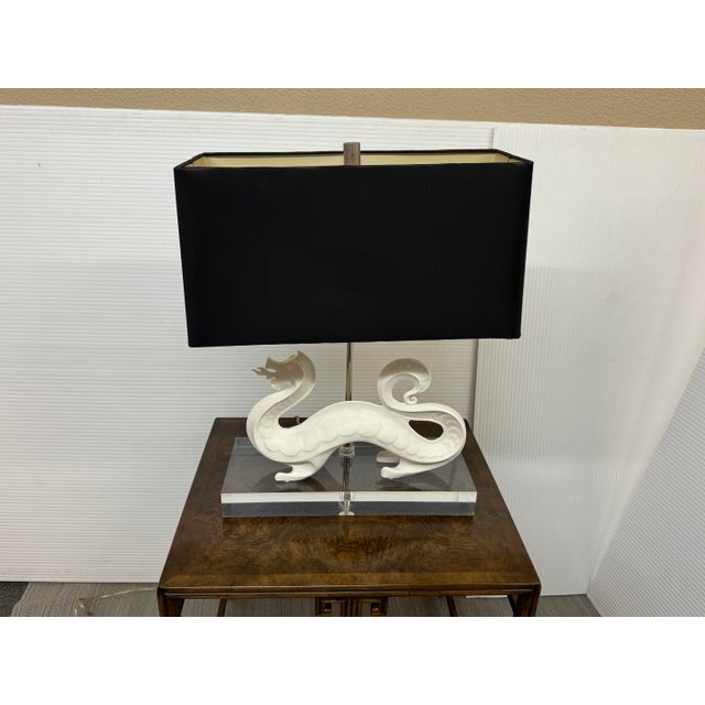 Black Jonathan Adler Porcelain Dragon Table Lamp For Sale - Image 8 of 12