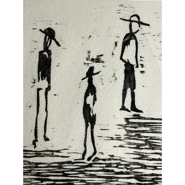 Vintage Expressionist Woodblock Print Artist Proof “En La Soledad by Lombardo For Sale - Image 4 of 5