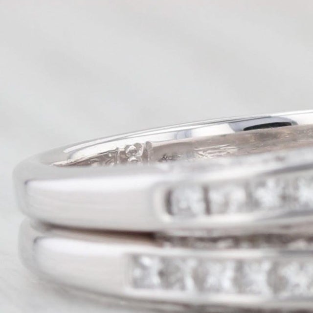 Metal 3.05ctw Semi Mount Diamond Engagement Ring Wedding Band Set 18k Gold Size 5.75 For Sale - Image 7 of 9