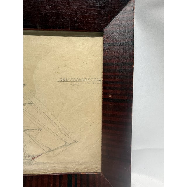 "Ship Griffin, Boston — Lying at San Francisco" Pencil Drawing Circa 1850 For Sale In Providence - Image 6 of 8
