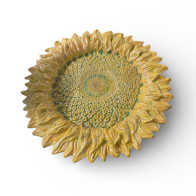 Bring a bold, sunny focal point to your interior with this magnificent hand-crafted ceramic sunflower piece. Measuring a...