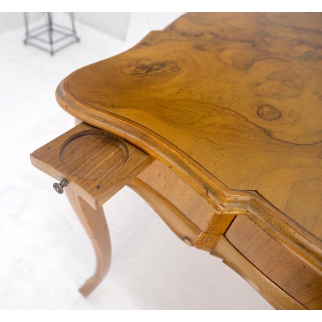 Italian Olive Burl Wood Game Table Pull Out Trays One Drawer MINT! For Sale - Image 9 of 16