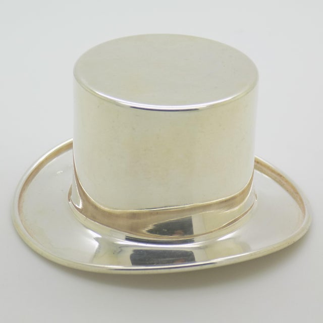 1980s Vintage Italian Handmade Silver Top Hat, Florence, 1980s For Sale - Image 5 of 13