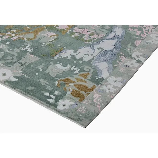 1990s Modern Ikat Green/Pink Area Rug Chairish