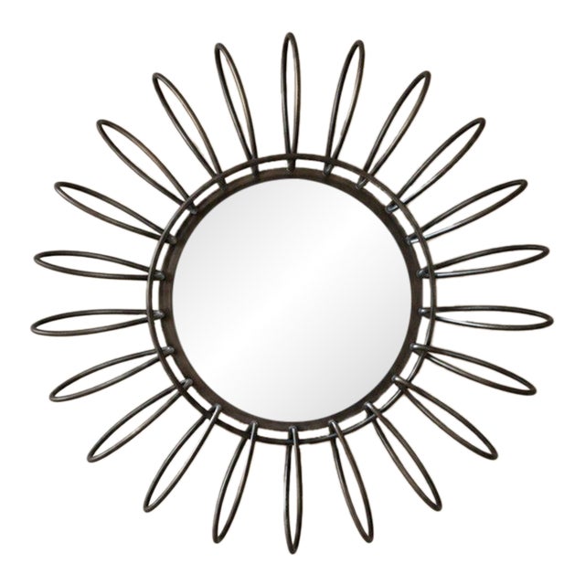 20th Century MCM Sunburst Metal Accent-Mirror For Sale