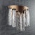 Art Deco Bronze Wall Sconce with Handmade Murano Crystal Glass Pendants, Venice, Italy, 1972 For Sale - Image 4 of 6