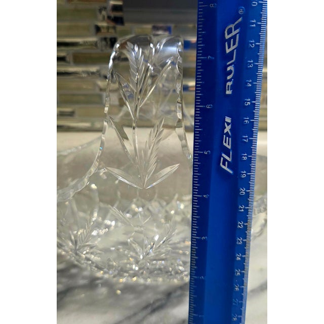 Glass Vintage Irena Glass Co. Poland Hand-Cut Lead Crystal Bridal Basket For Sale - Image 7 of 7