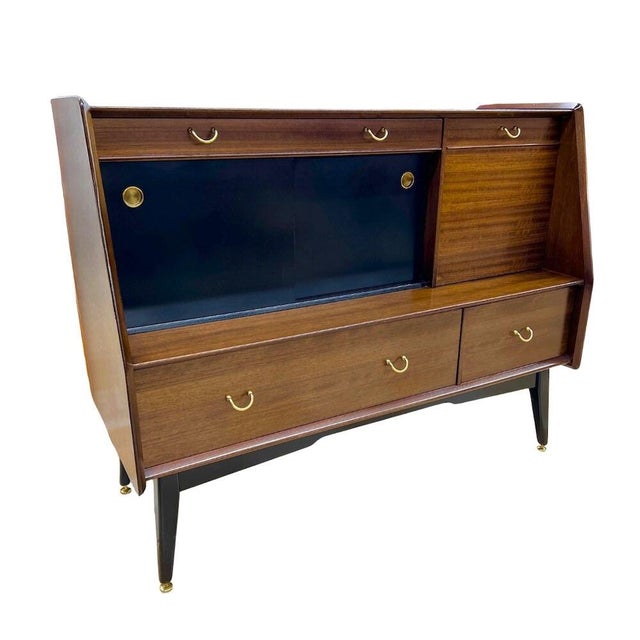 Mid-Century Modern Mid 20th Century G-Plan Tola & Black Drinks Cabinet For Sale - Image 3 of 7