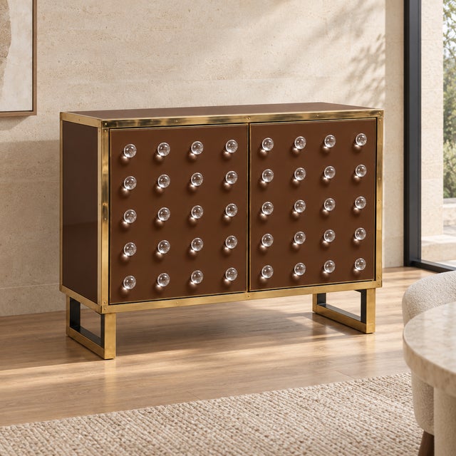 Wood Chocolate Brown Dry Bar with Clear Murano Spheres from Justfurnituress SRL For Sale - Image 7 of 8