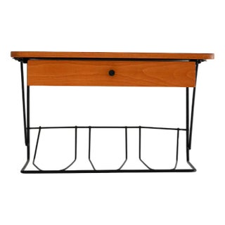 Scandinavian Wall-Mounted Bedside Table in Teak and Metal, 1960s For Sale