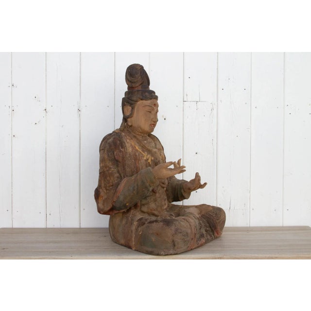 Antique Chinese Painted Buddha For Sale - Image 9 of 12