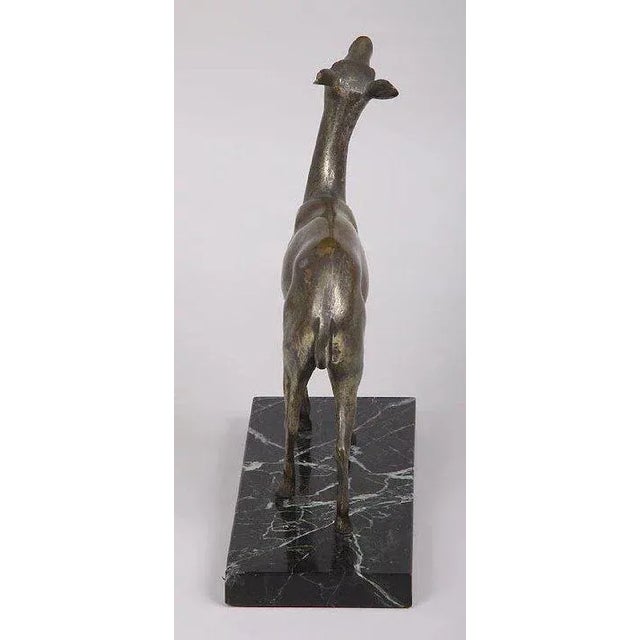 1920s 1920s Art Deco Bronze with Marble Base Deer Statue For Sale - Image 5 of 8