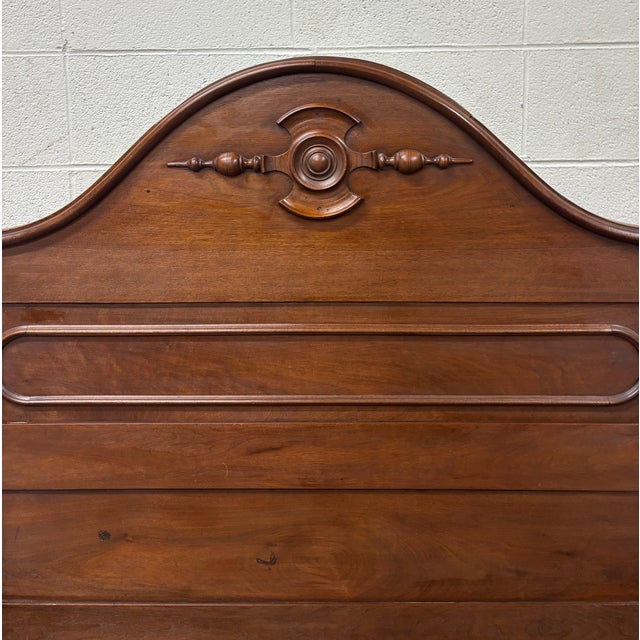 Antique Full Size Victorian Walnut Carved Bedframe For Sale - Image 4 of 13