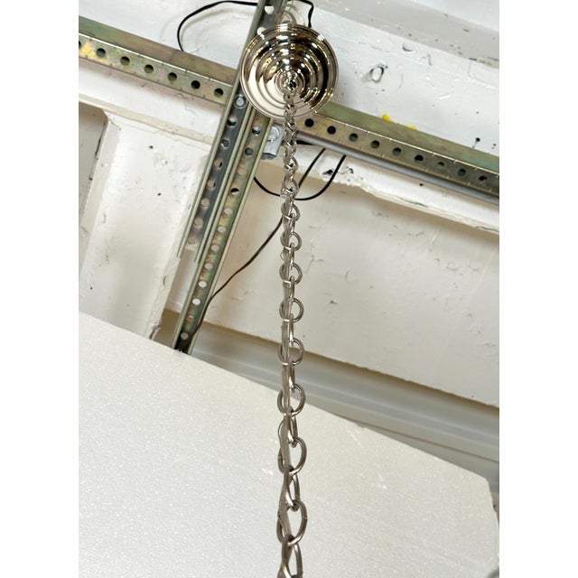 Metal Mid 20th Century Modern Restored Mid Century Five Arm Crystal Chandelier For Sale - Image 7 of 7