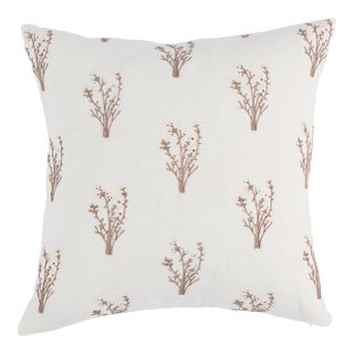 Schumacher x Johnson Hartig Stora Embroidery 22" Pillow in Ivory For Sale