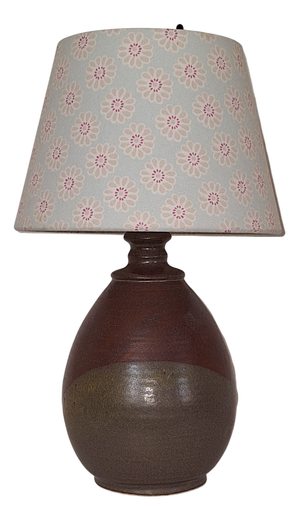 Vintage Table Lamp with Brown Ceramic Base and Fabric Shade, 1970s