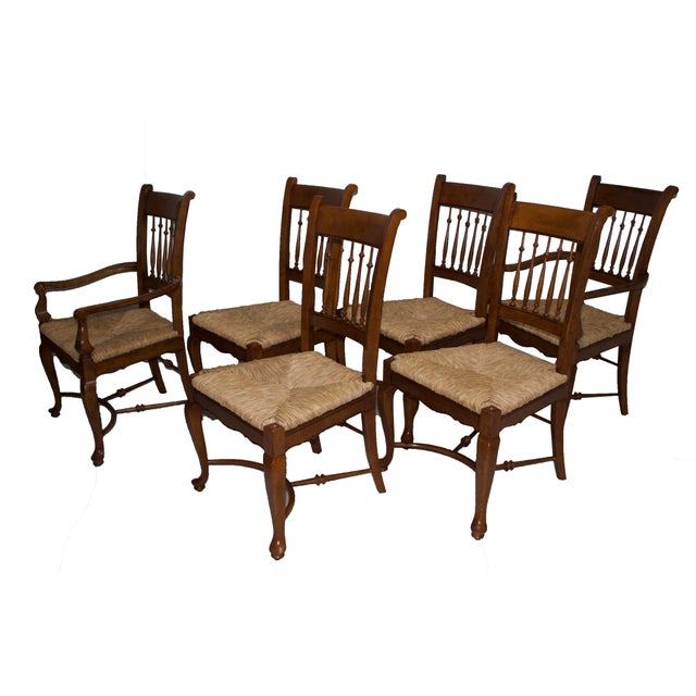 1990s Vintage Baker Furniture Milling Road Dining Chairs Set of 6