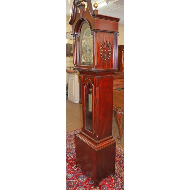 Early 20th Century Mahogany Two Weight Herschede Tall Case Grandfather Clock For Sale - Image 11 of 16