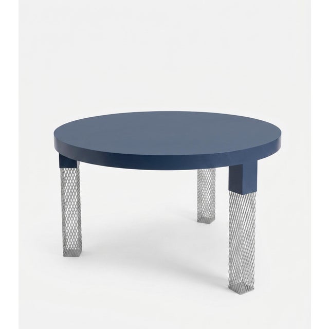 Blue-Stained Wooden Round Table by Cappellini, 2001 For Sale - Image 13 of 13