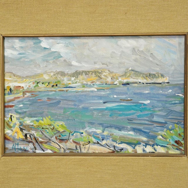 Alexander Michael Oil Painting of a Coastal Landscape in Moreira, Spain 1986 For Sale - Image 4 of 7