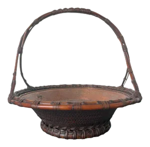Large Japanese Woven Bamboo Morikago Basket by Maeda Chikubosai I