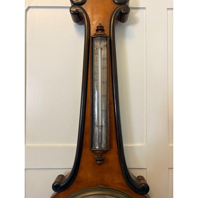 Antique Victorian English Walnut Wheel Barometer from G & L Guanziroli London, 1860 For Sale - Image 4 of 8