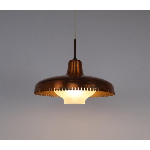 Mid-Century Modern Vintage Copper and Glass Pendant Lamp by Jørn Utzon, 1940s For Sale - Image 3 of 13