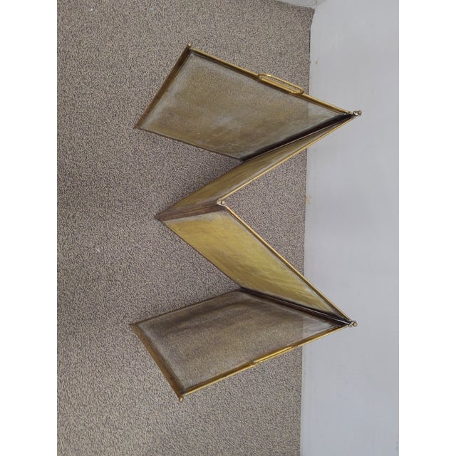 Brass Art Deco Brass and Gilt Wire Mesh Four-Fold Fire Screen, Circa 1930s For Sale - Image 8 of 8