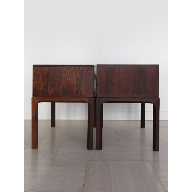 Scandinavian Dark Wood Bedside Tables by Kai Kristiansen for Aksel Kjiersgaard, Denmark, 1960s, Set of 2 For Sale - Image 10 of 17