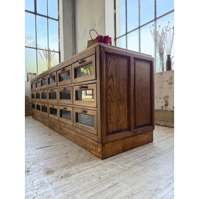 Antique Double-Sided Shop Counter with Marble Top, 1900s For Sale - Image 10 of 18