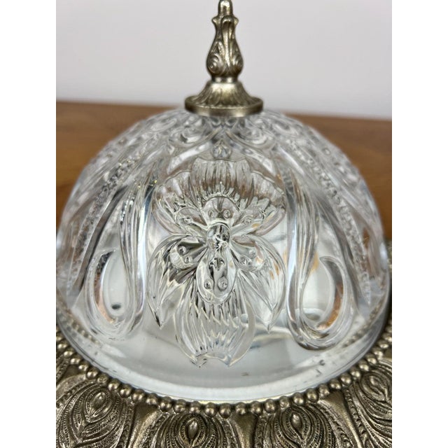 Silver Vintage Ceiling Lamp in Brass and Glass For Sale - Image 8 of 13