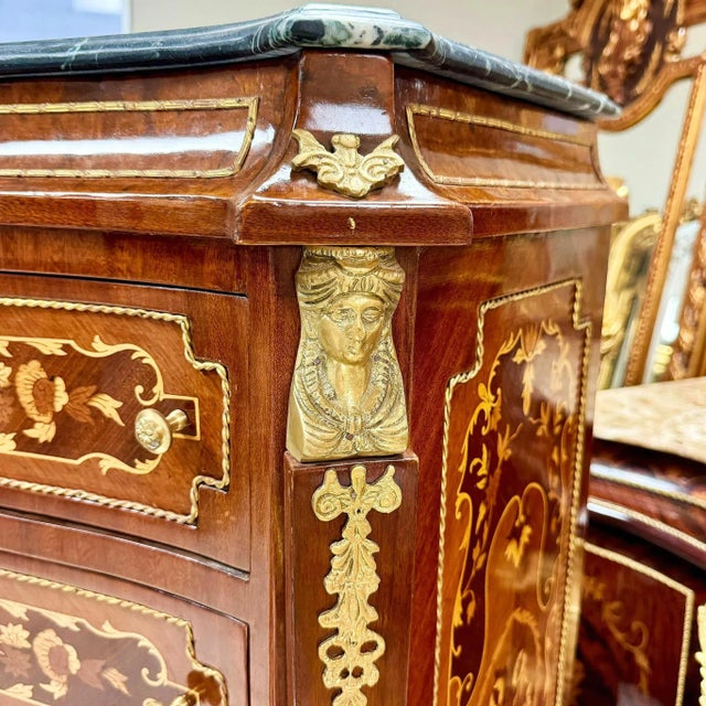 Chiffonier Napoleon III Style Commode Boullé Style Marble Topped For Sale In Miami - Image 6 of 9
