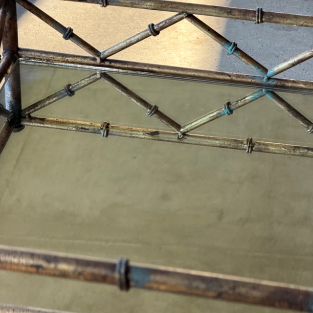 1980s Bespoke Gilt Faux Bamboo Bar Cart Style of Maison Bagues - Newly Painted For Sale - Image 17 of 17