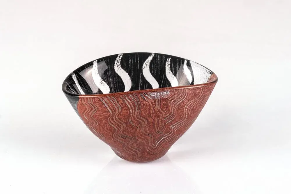Hand-Painted Glass Tonga Bowl by Monica Backström for Kosta Boda