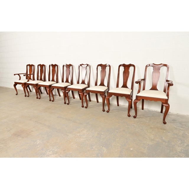 Henkel Harris Queen Anne Solid Cherry Wood Dining Chairs, Set of Eight For Sale - Image 14 of 14